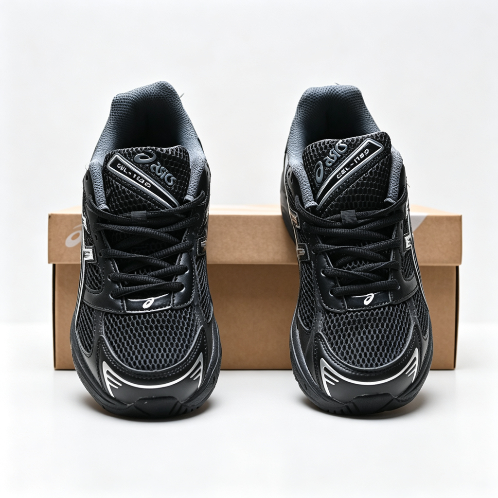 ASICS GEL-1130 Black Pure Silver Retro Running Sneakers – Unisex Mesh GEL Cushioned Shoes