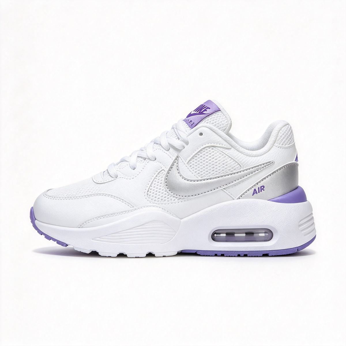 Nike Air Max Fusion White/Purple | Retro 90s Chunky Sneakers | Max Air Cushioning | Breathable Mesh & Leather | Unisex | Lightweight & Comfortable