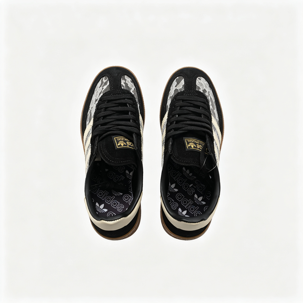 Adidas Handball Spezial "Black Lace" Sneakers | Premium Suede & Floral Lace Overlay | Gum Sole | Unisex