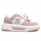 MLB Chunky Liner New York Yankees Sneakers | Dusty Pink Suede | NY Logo Platform Dad Shoes | Korean Style | Women's Casual Shoes