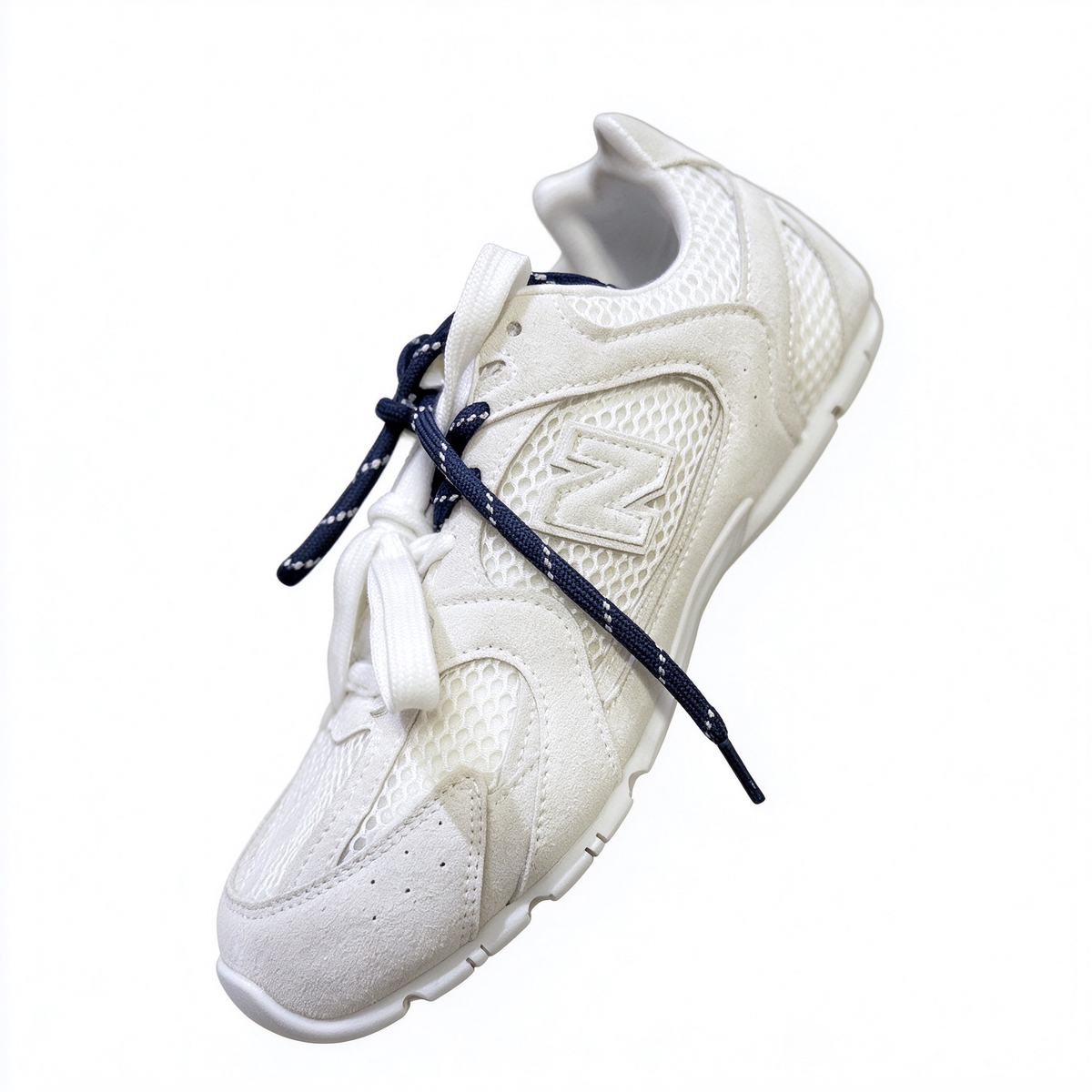 Miu Miu x New Balance 530 SL Collaboration Sneakers | Metallic Silver & White | Dual Lace System | Y2K Slim Sole | Unisex Lifestyle Shoes