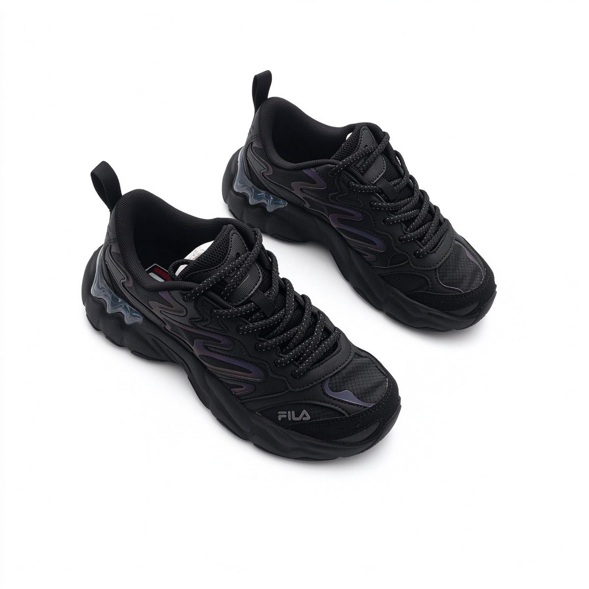 FILA Ray Tracer All Black Chunky Dad Sneakers | Full Black Thick Sole Retro Sneakers | Unisex Streetwear Athletic Shoes | Black Warrior Edition