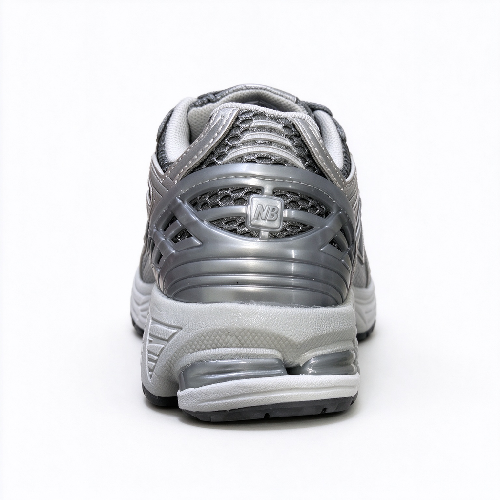 New Balance Classic Y2K retro running sneakers 1906R silver grey metallic colorway, unisex dad shoes for men and women.