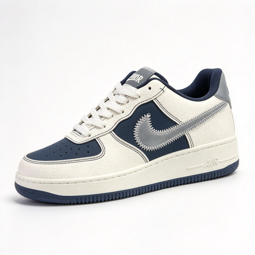 Nike Air Force 1 Low x Dior “Formula 1” | Limited Edition Luxury Sneakers | White & Navy Blue | Oblique Print Swoosh | Premium Leather | Unisex | Collector’s Item
