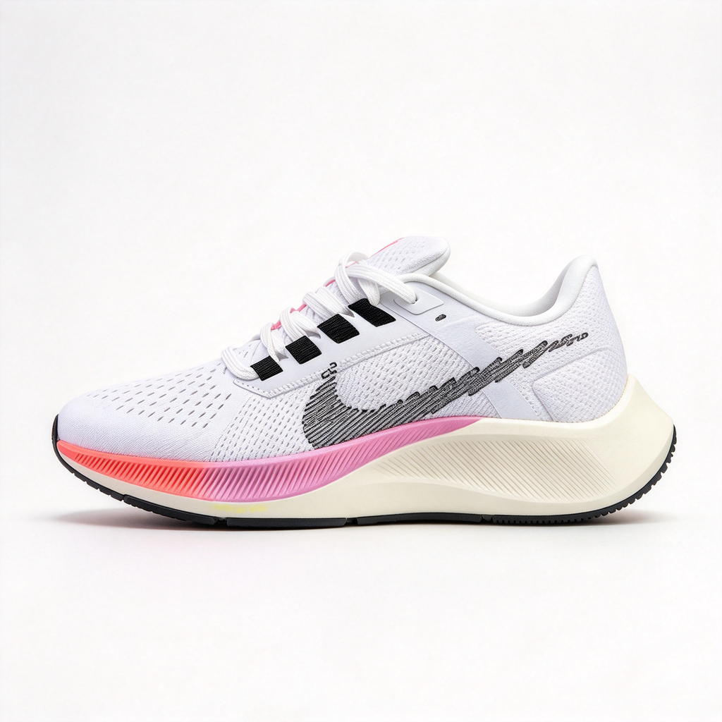 Nike Air Zoom Pegasus – White/Black/Green | React foam + Zoom Air cushioning | Breathable mesh upper | Roomy toe box design | Suitable for road running and everyday wear | Unisex style