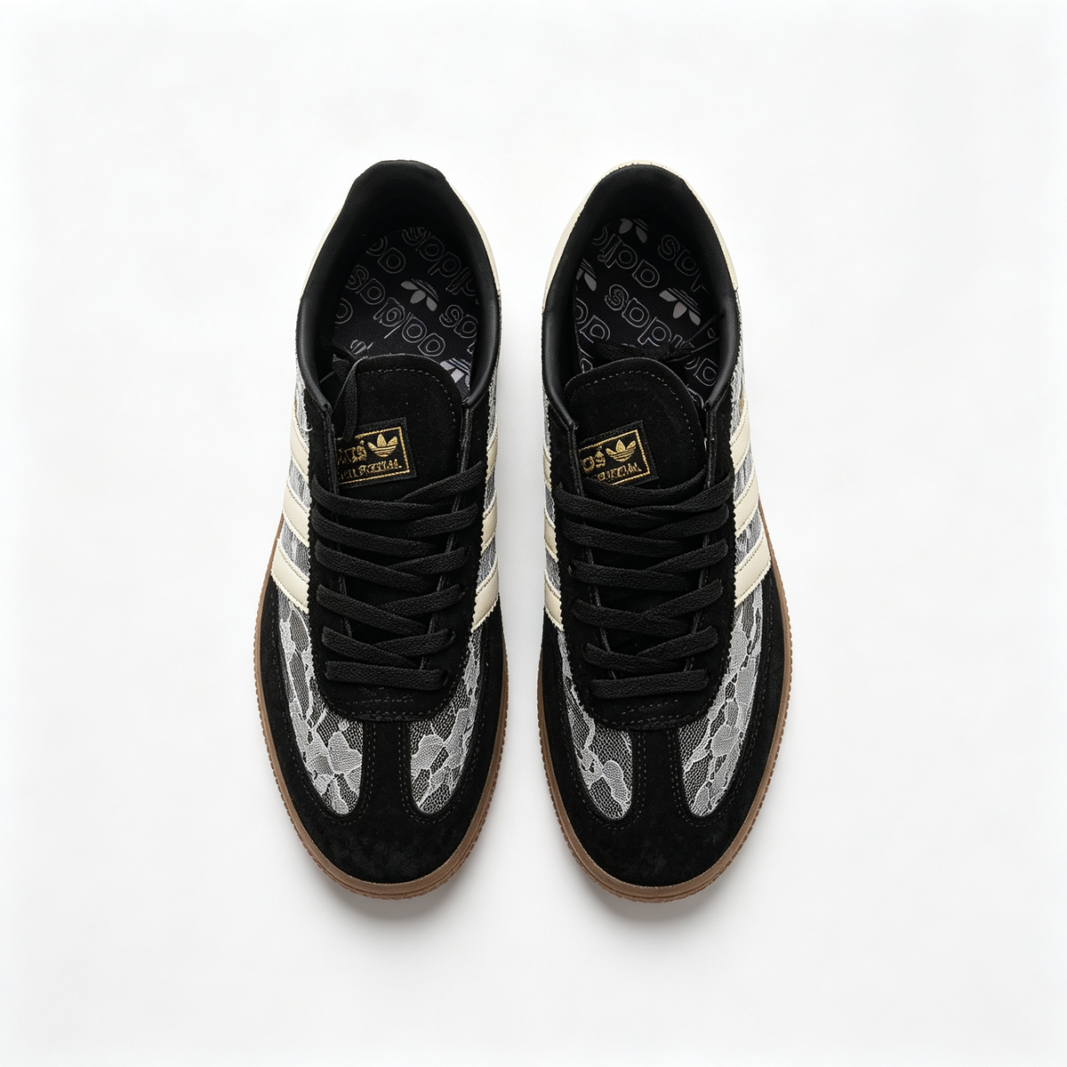 Adidas Handball Spezial "Black Lace" Sneakers | Premium Suede & Floral Lace Overlay | Gum Sole | Unisex