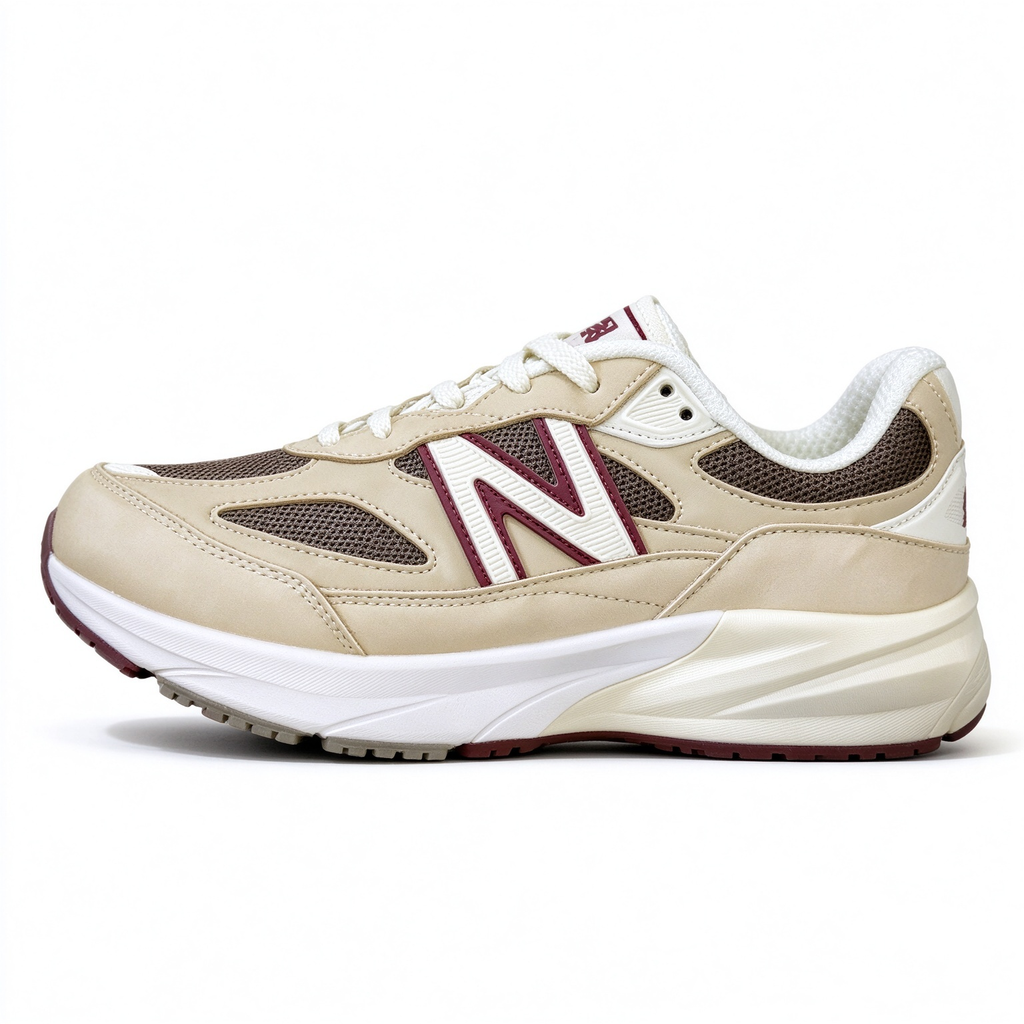 Loro Piana x New Balance 990V6 U990LP6 Beige Red Retro Sneakers Unisex Casual Running Shoes Breathable Mesh Thick Sole Height Increase Couple Shoes