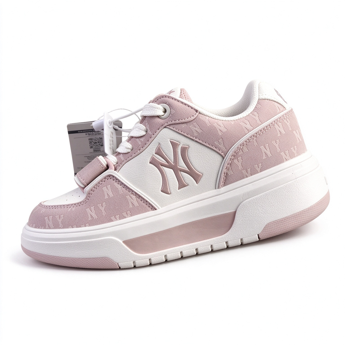MLB Chunky Liner New York Yankees Sneakers | Dusty Pink Suede | NY Logo Platform Dad Shoes | Korean Style | Women's Casual Shoes