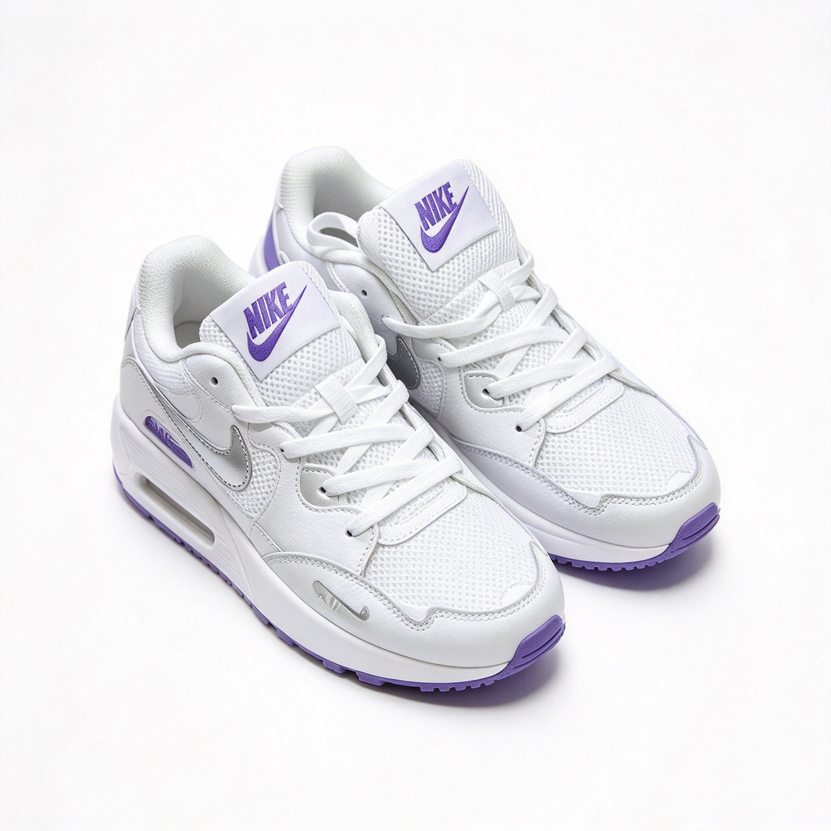 Nike Air Max Fusion White/Purple | Retro 90s Chunky Sneakers | Max Air Cushioning | Breathable Mesh & Leather | Unisex | Lightweight & Comfortable