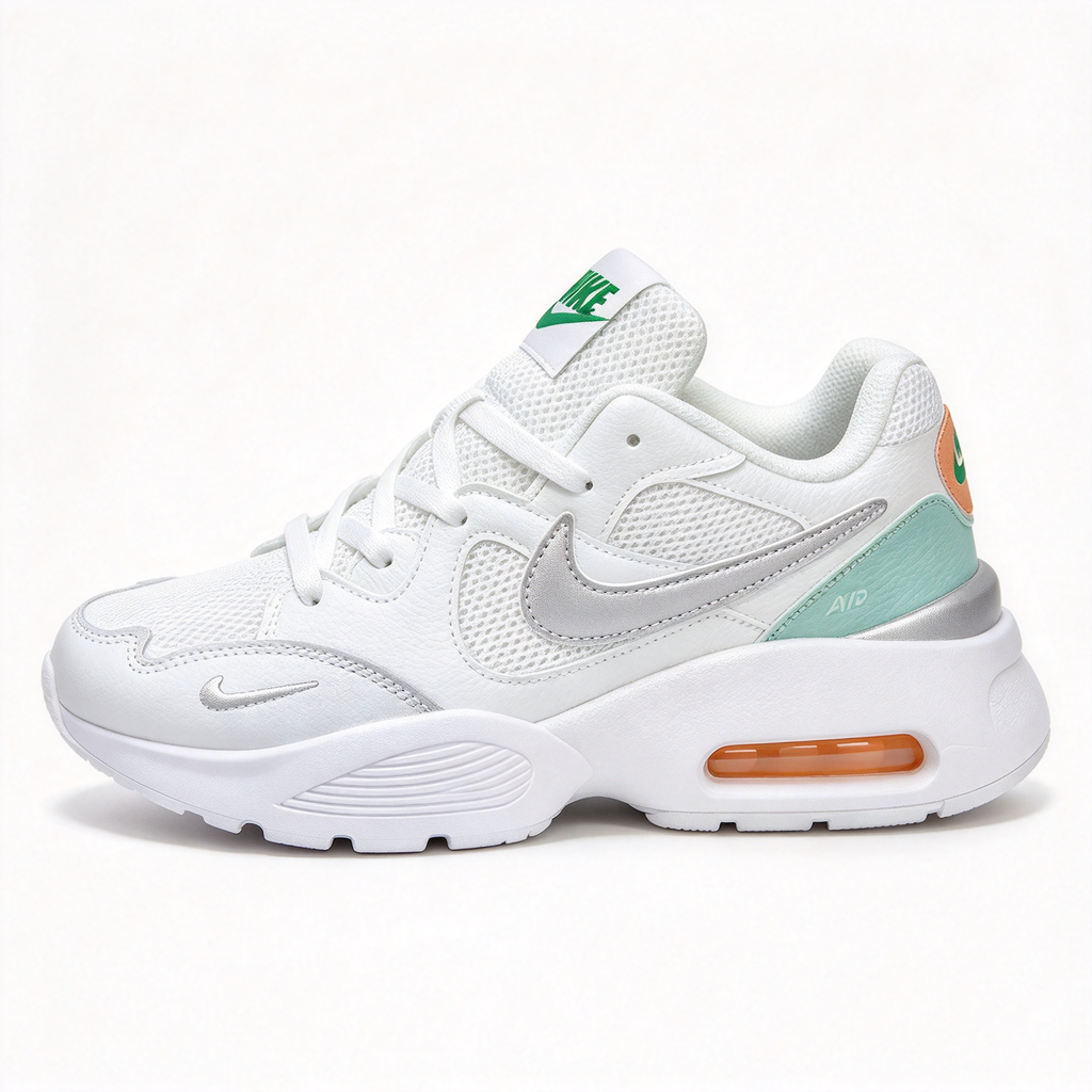 Nike Air Max Fusion White/Green | Retro 90s Chunky Sneakers | Max Air Cushioning | Breathable Mesh & Leather | Unisex | Lightweight & Comfortable