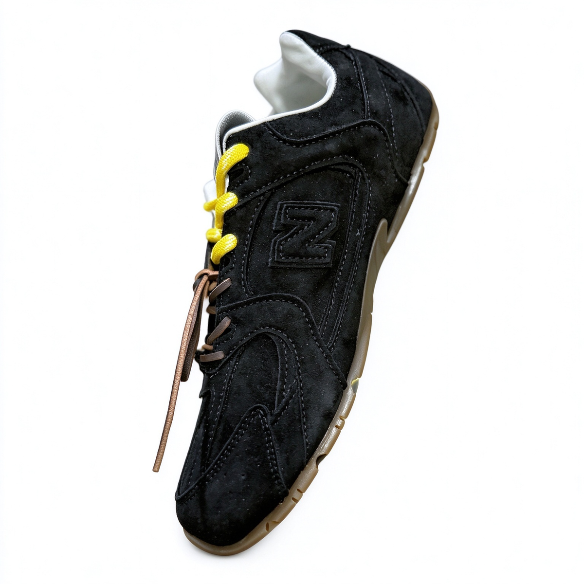 Miu Miu x New Balance 530 SL 2026 Collaboration Sneakers | All Black Suede | Multi-Lace System (Yellow + Brown + Ivory) | Ultra-Thin Sole | Luxury Unisex Shoes