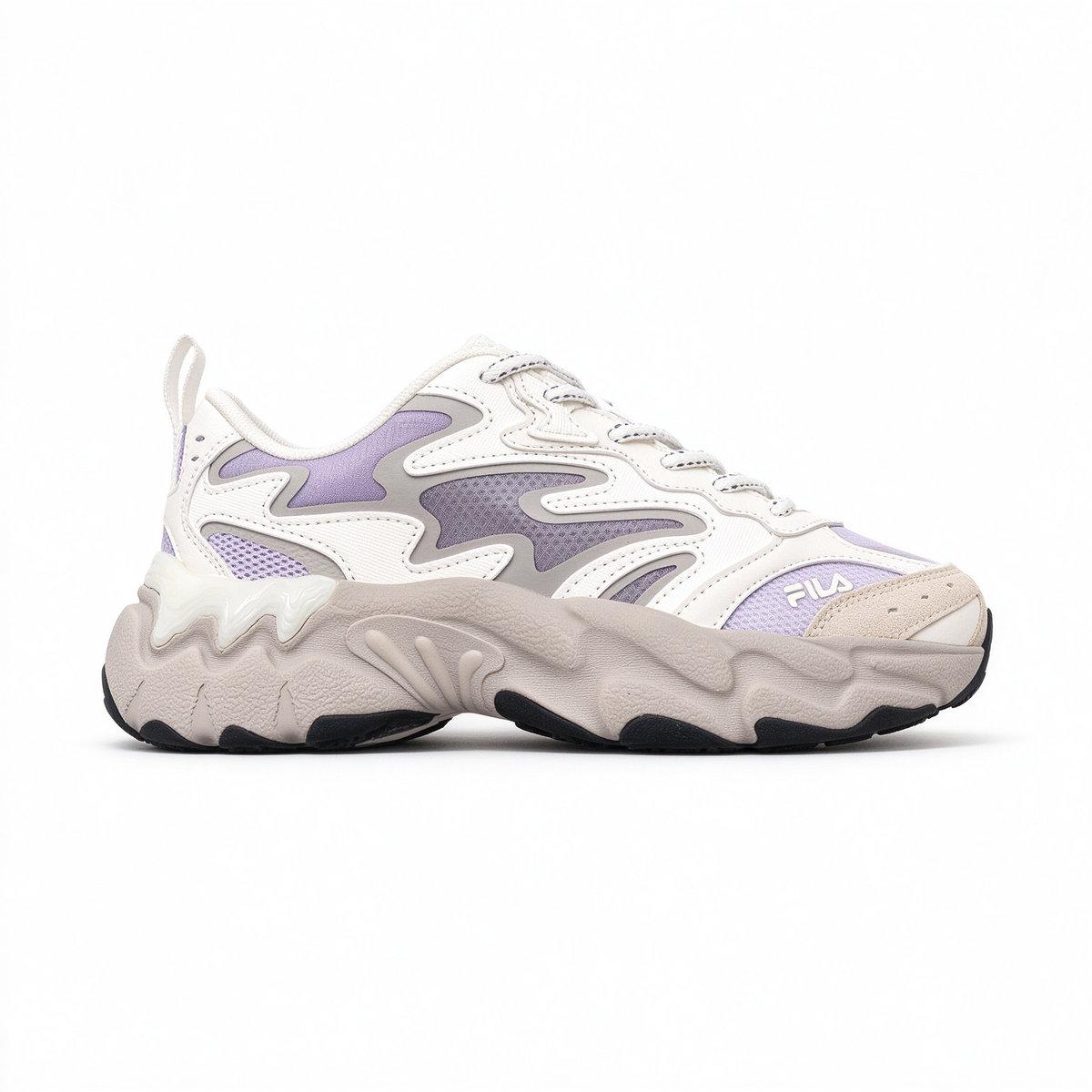 FILA Ray Tracer Chunky Dad Sneakers | Cream & Lilac Purple | Retro 90s Athletic Shoes | Women's Fashion Sneakers