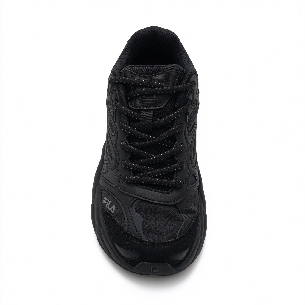 FILA Ray Tracer All Black Chunky Dad Sneakers | Full Black Thick Sole Retro Sneakers | Unisex Streetwear Athletic Shoes | Black Warrior Edition