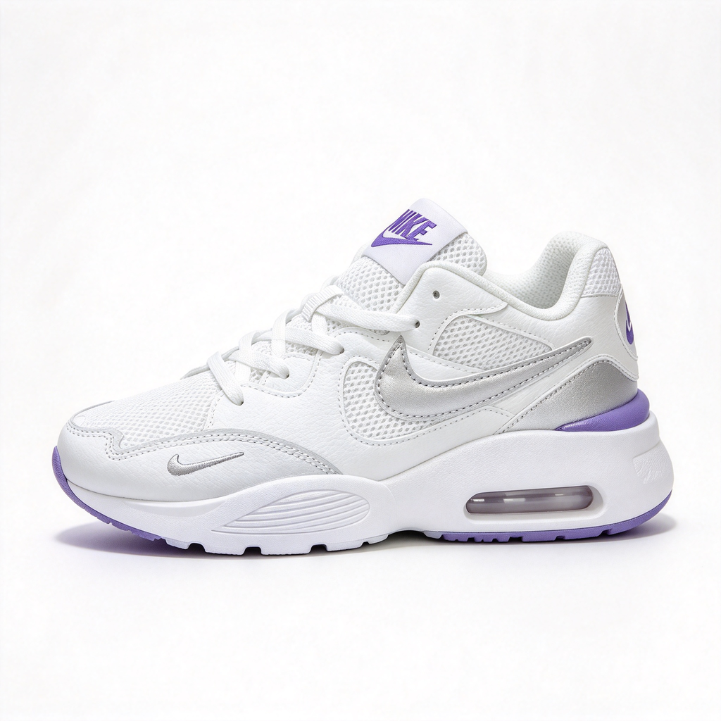 Nike Air Max Fusion White/Purple | Retro 90s Chunky Sneakers | Max Air Cushioning | Breathable Mesh & Leather | Unisex | Lightweight & Comfortable
