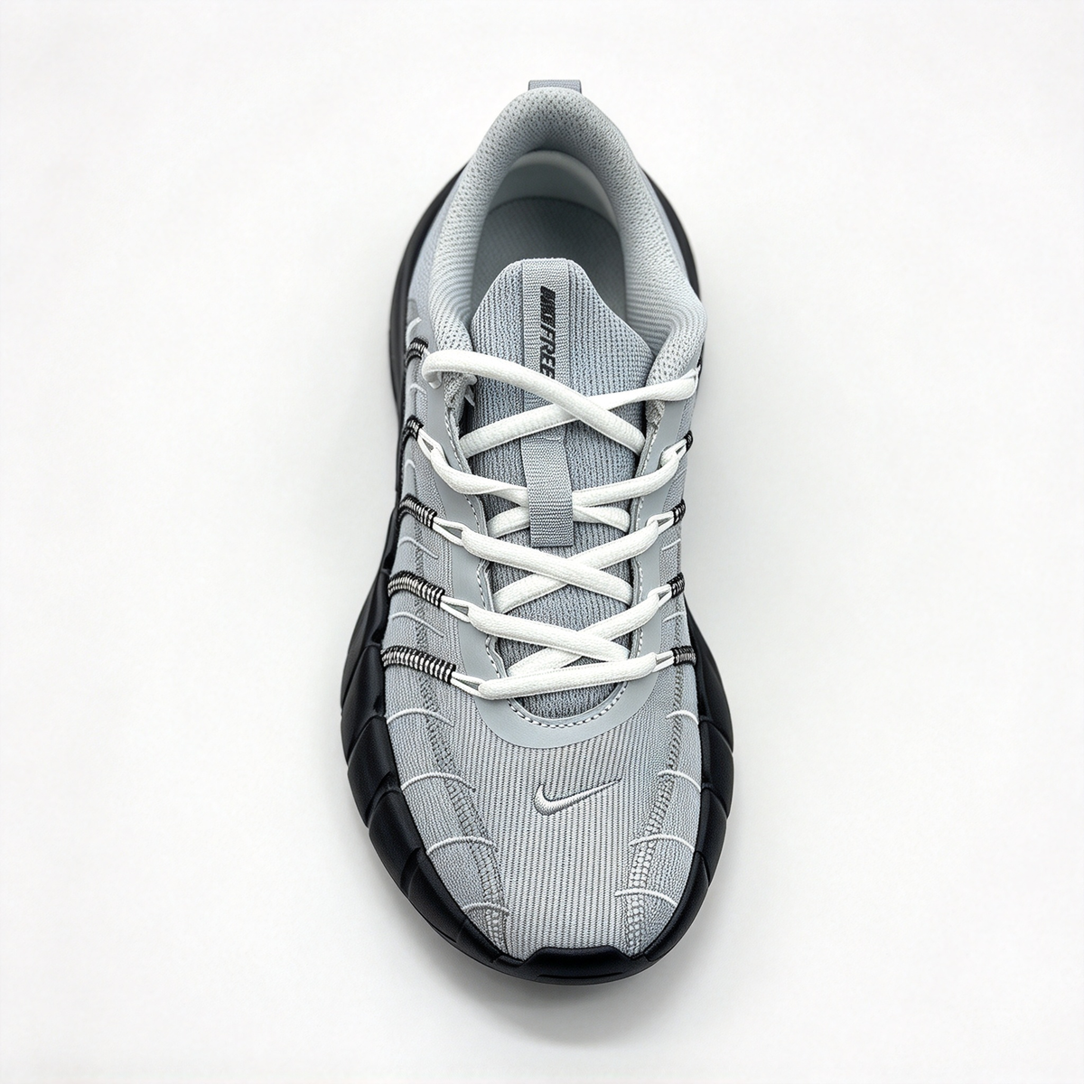 Nike Free RN 5.0 Men's Running Shoes | Light Grey/Black/White | Barefoot-like feel + flexible grooved sole | Breathable knit upper | Lightweight, zero-drop design | Suitable for road running, workouts, and everyday wear
