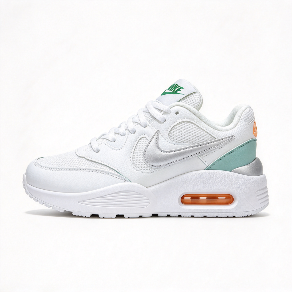Nike Air Max Fusion White/Green | Retro 90s Chunky Sneakers | Max Air Cushioning | Breathable Mesh & Leather | Unisex | Lightweight & Comfortable