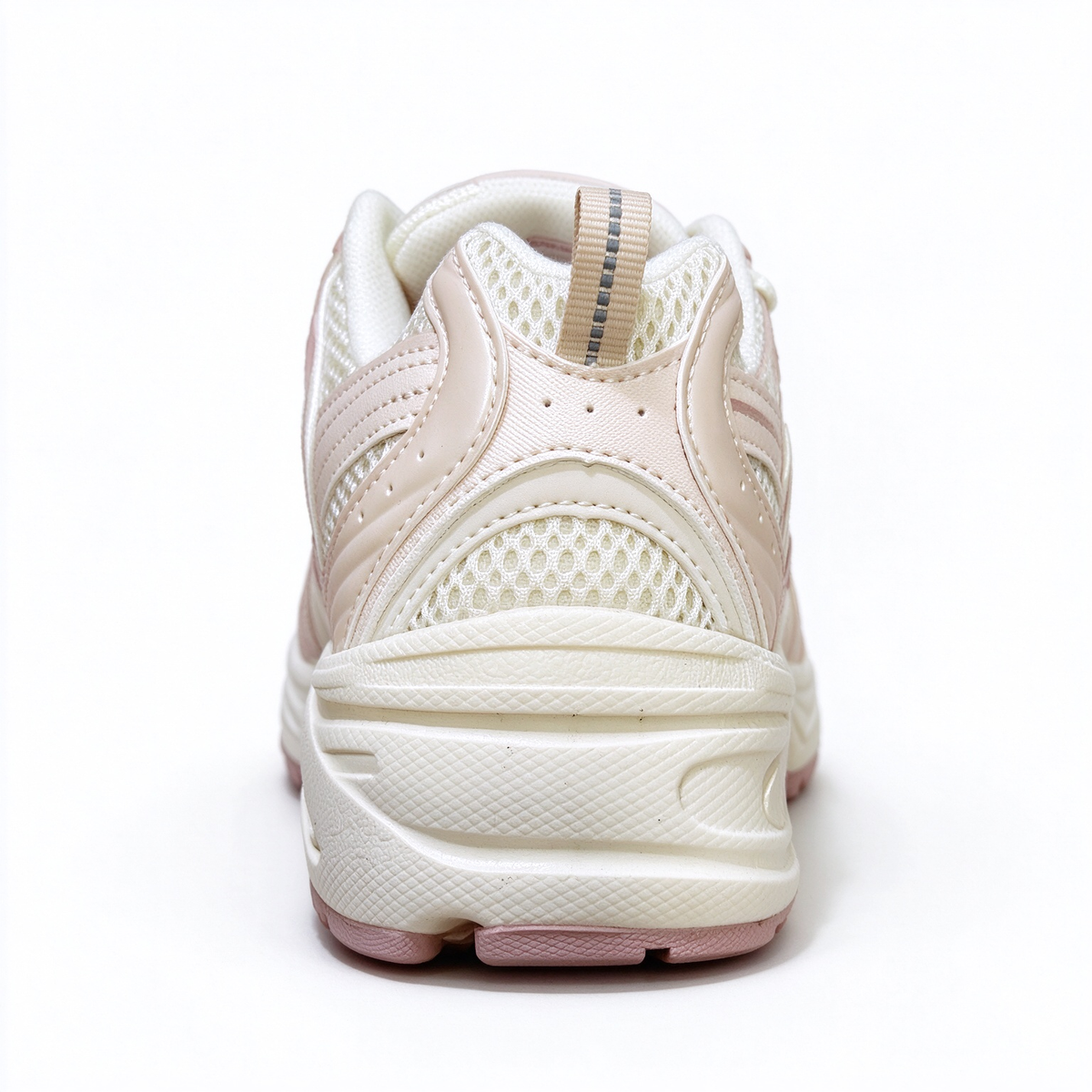 New Balance Classic retro running sneakers 530 off white light pink colorway, unisex dad sneakers, especially popular for ladies.