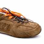 Miu Miu x New Balance 530 SL 2026 Collaboration Sneakers | Cocoa Brown Suede | Multi-Lace System (Orange + Brown + Ivory) | Ultra-Thin Sole | Luxury Unisex Shoes