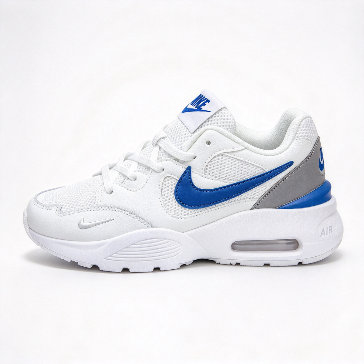 Nike Air Max Fusion White/Blue/Grey | Retro 90s Chunky Sneakers | Max Air Cushioning | Breathable Mesh & Leather | Unisex | Lightweight & Comfortable