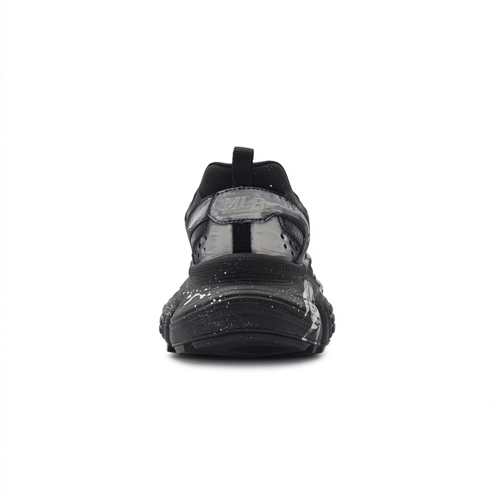 MLB Big Ball Chunky New York Yankees Sneakers | Black Silver Marble Splash | 6cm Platform Dad Shoes | Unisex Streetwear