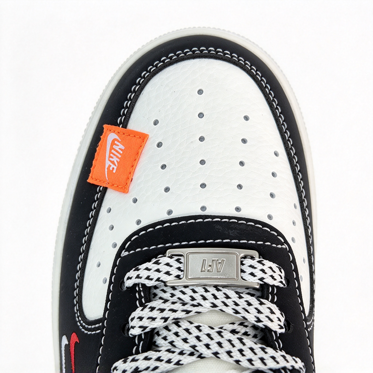 Nike Air Force 1 Low x Stussy x FOFDESIGNS Men's Sneakers | Black/White/Red/Orange Colorway | Premium Leather Upper + Air Sole Cushioning Technology | Streetwear Style Meets Collector's Edition | Customizable Laces and Hangtags | Lightweight and Durable