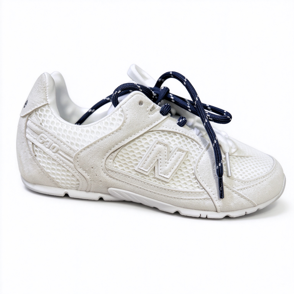 Miu Miu x New Balance 530 SL Collaboration Sneakers | Metallic Silver & White | Dual Lace System | Y2K Slim Sole | Unisex Lifestyle Shoes