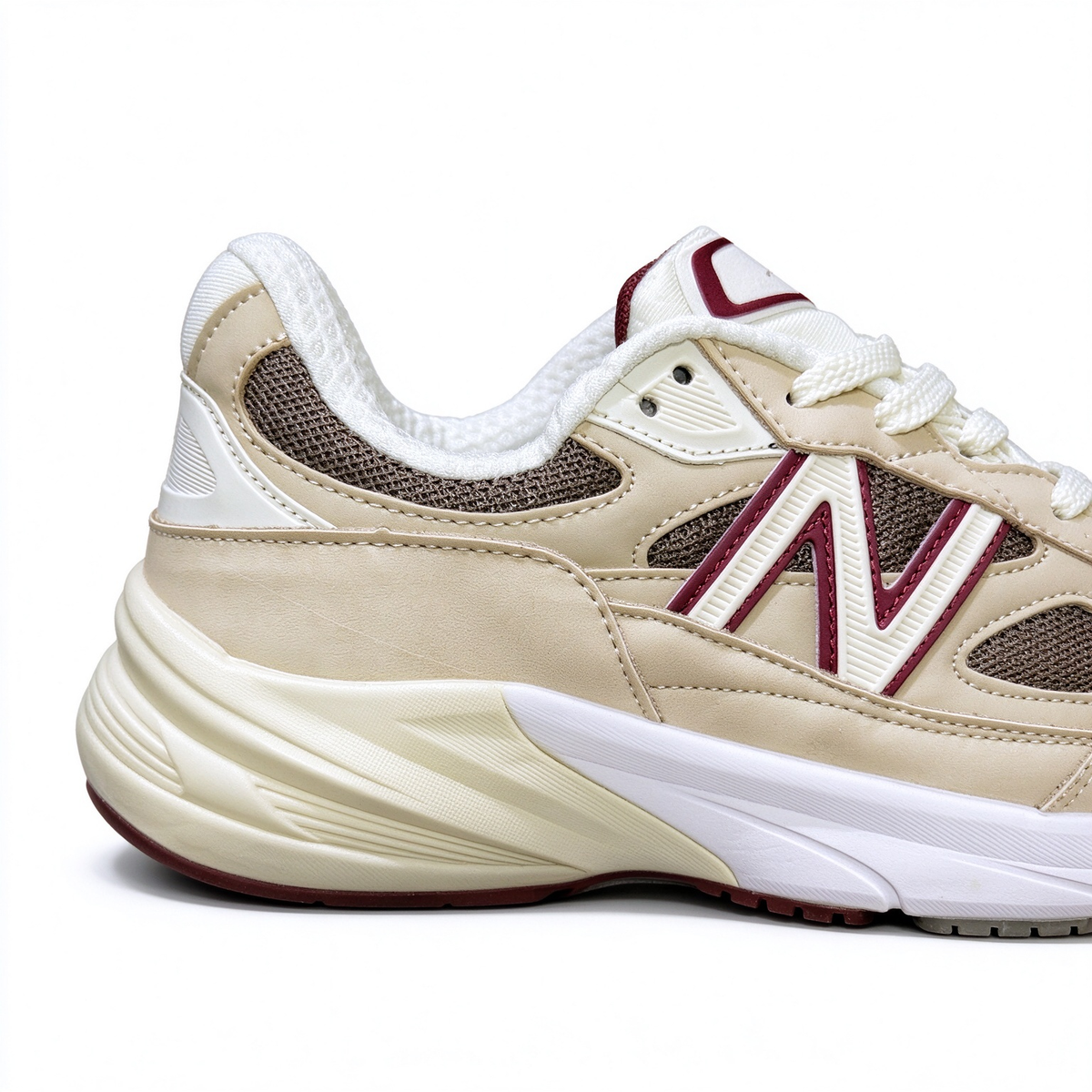 Loro Piana x New Balance 990V6 U990LP6 Beige Red Retro Sneakers Unisex Casual Running Shoes Breathable Mesh Thick Sole Height Increase Couple Shoes