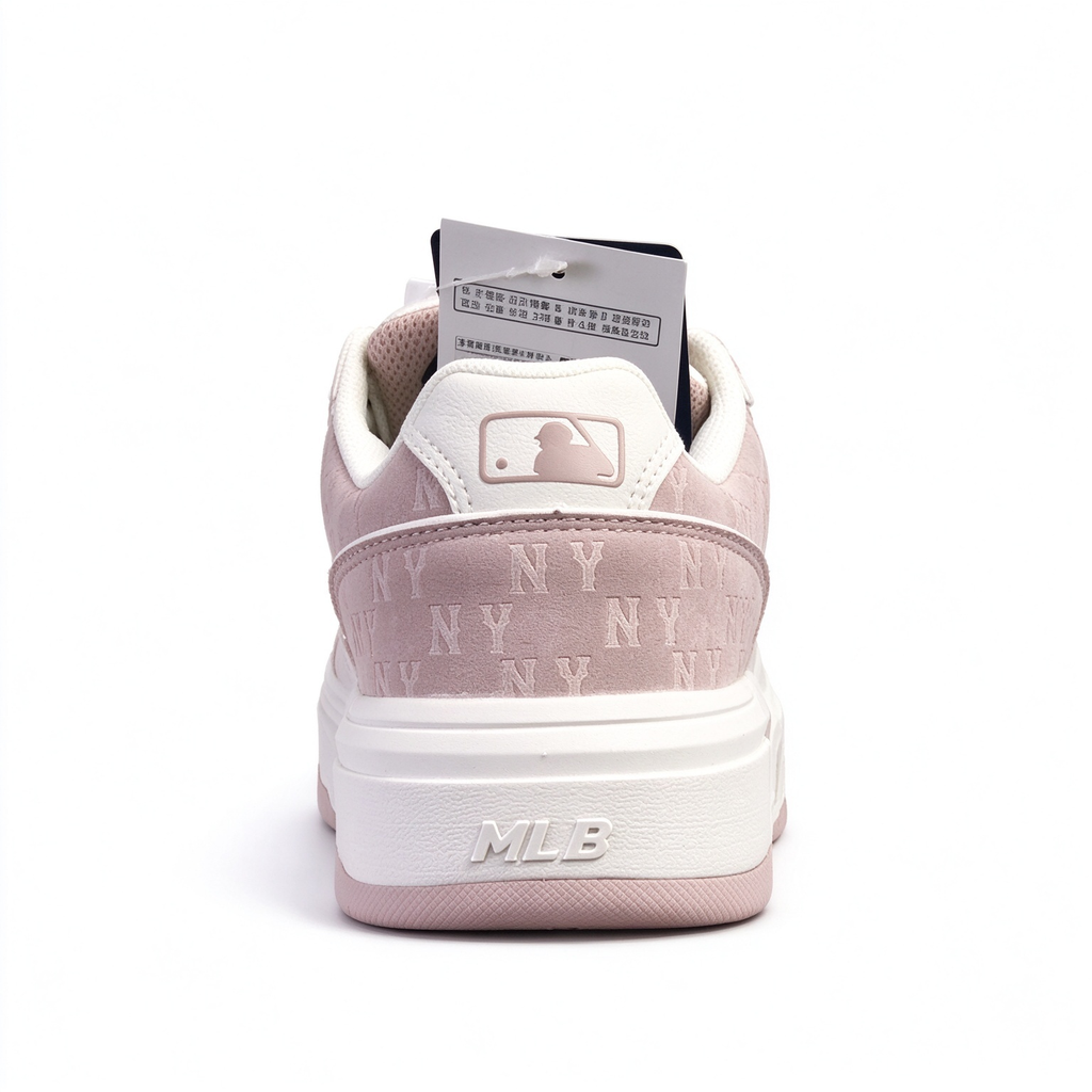MLB Chunky Liner New York Yankees Sneakers | Dusty Pink Suede | NY Logo Platform Dad Shoes | Korean Style | Women's Casual Shoes