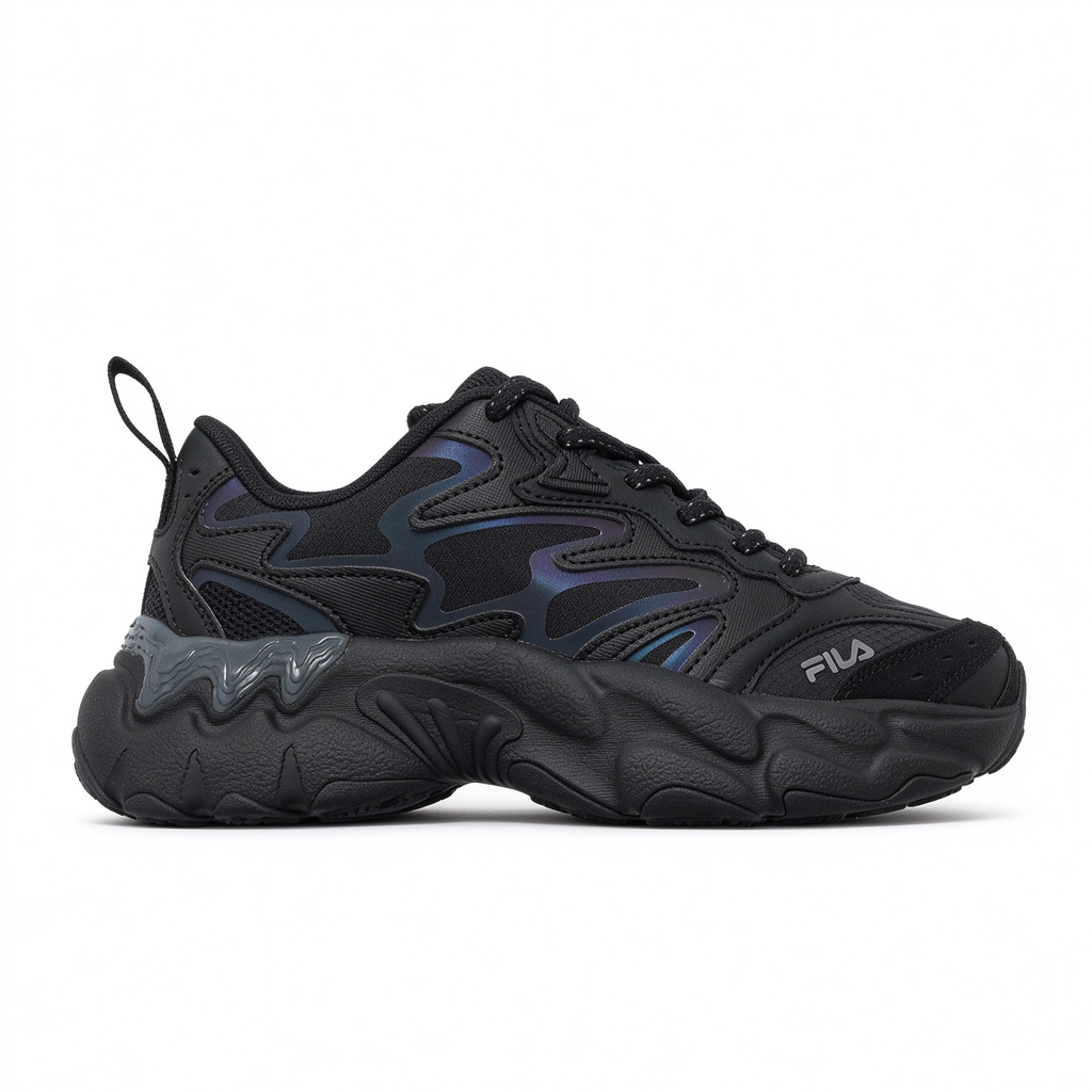 FILA Ray Tracer All Black Chunky Dad Sneakers | Full Black Thick Sole Retro Sneakers | Unisex Streetwear Athletic Shoes | Black Warrior Edition