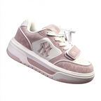 MLB Chunky Liner New York Yankees Sneakers | Dusty Pink Suede | NY Logo Platform Dad Shoes | Korean Style | Women's Casual Shoes