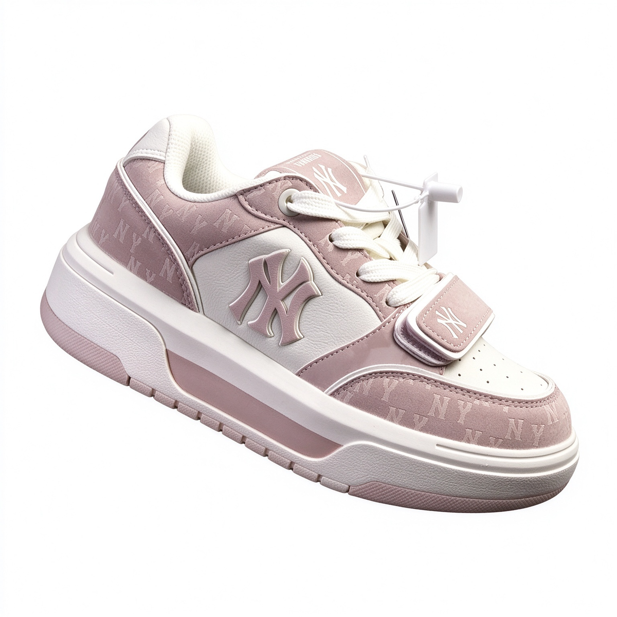 MLB Chunky Liner New York Yankees Sneakers | Dusty Pink Suede | NY Logo Platform Dad Shoes | Korean Style | Women's Casual Shoes