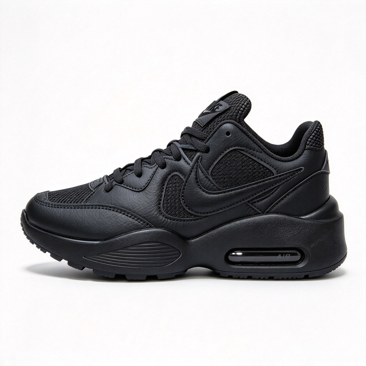 Nike Air Max Fusion Triple Black | Retro 90s Chunky Sneakers | Max Air Cushioning | Breathable Mesh &amp; Leather | Unisex | Lightweight &amp; Comfortable