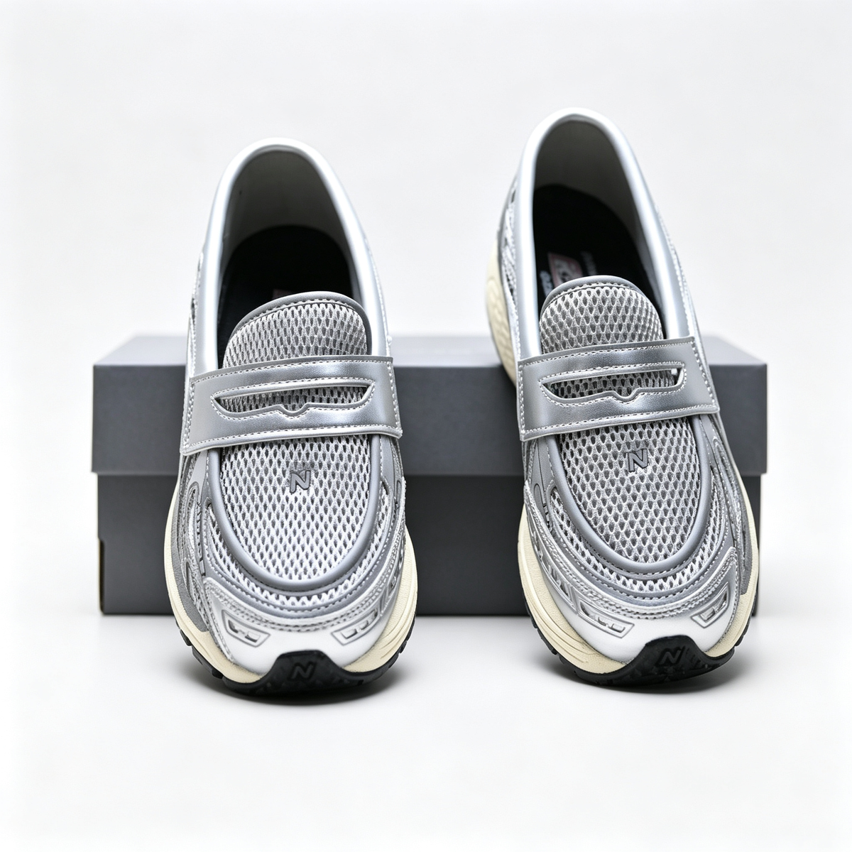 New Balance 1906L Silver Metallic Black Loafers – Unisex Mesh Slip-On Sneakers with N-ergy Cushioning
