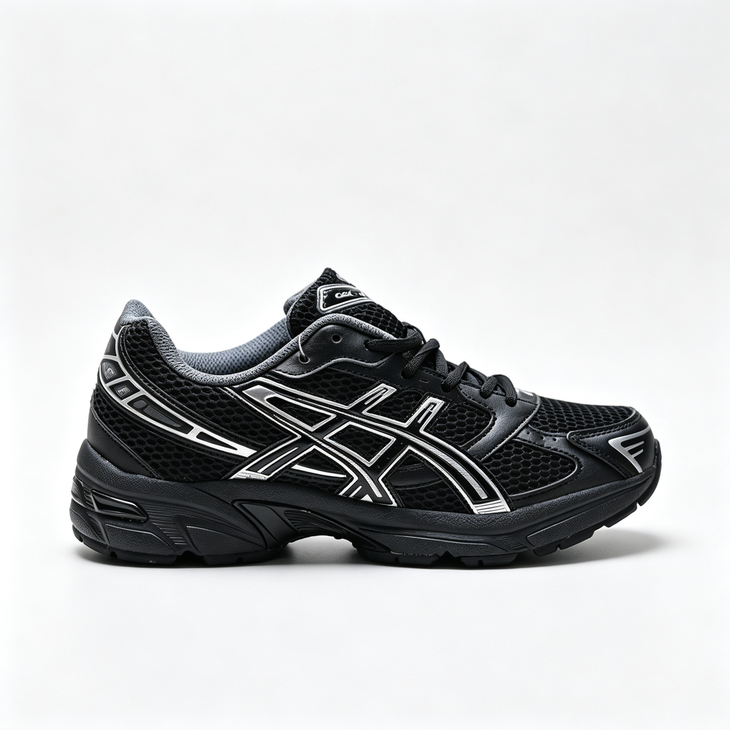 ASICS GEL-1130 Black Pure Silver Retro Running Sneakers – Unisex Mesh GEL Cushioned Shoes