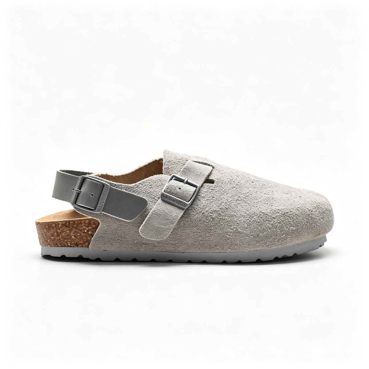 Birkenstock Boston Suede Clogs | Stone Grey + Tonal Grey Sole + Adjustable Strap, Unisex Minimalist Slip-On Shoes, Soft Footbed & Urban Comfort
