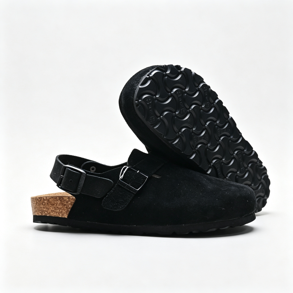 Birkenstock Boston Suede Clogs | All Black + Soft Footbed + Textured Grip Sole Unisex Minimalist Slip-On Shoes Urban Streetwear Essential