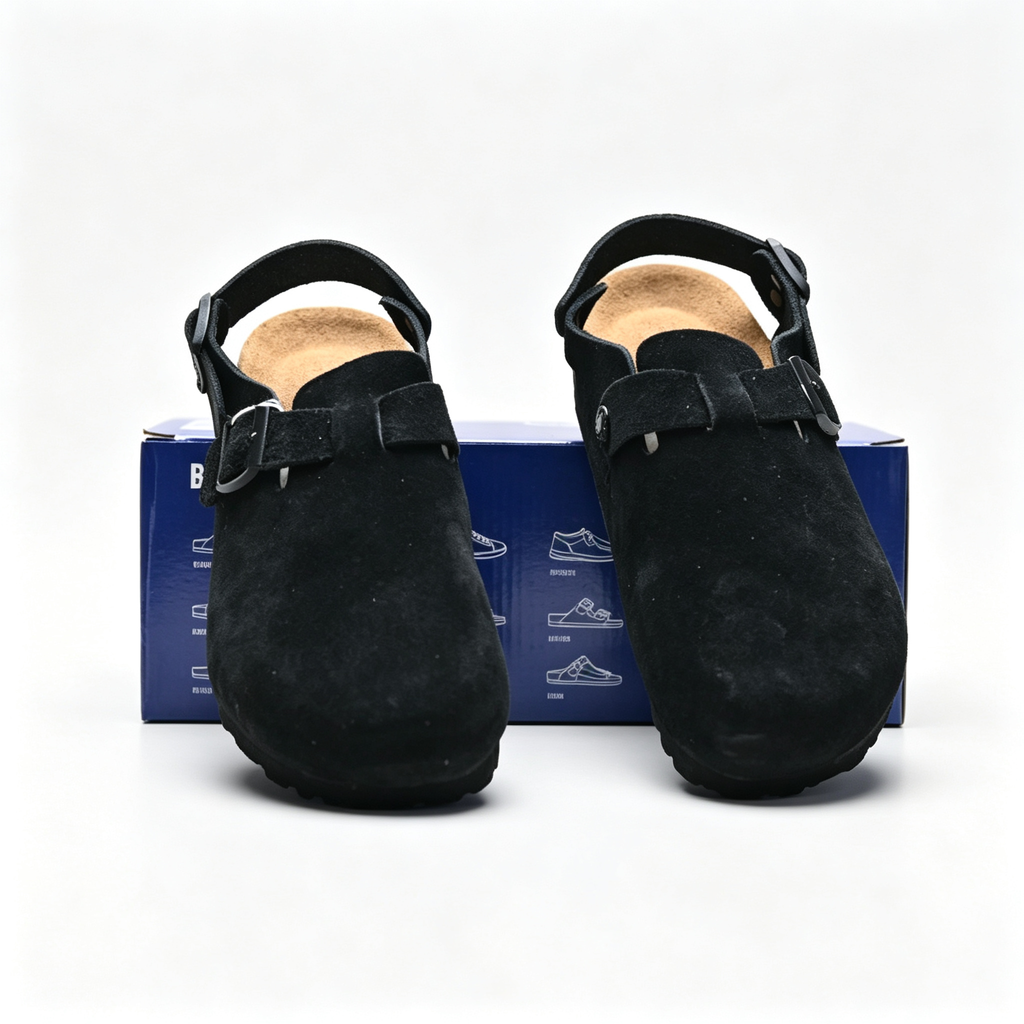Birkenstock Boston Suede Clogs | All Black + Soft Footbed + Textured Grip Sole Unisex Minimalist Slip-On Shoes Urban Streetwear Essential