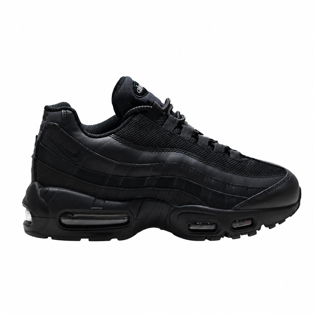 Nike Air Max 95 Triple Black Sneakers – Men’s Black Mesh & Synthetic Leather Air Cushion Shoes