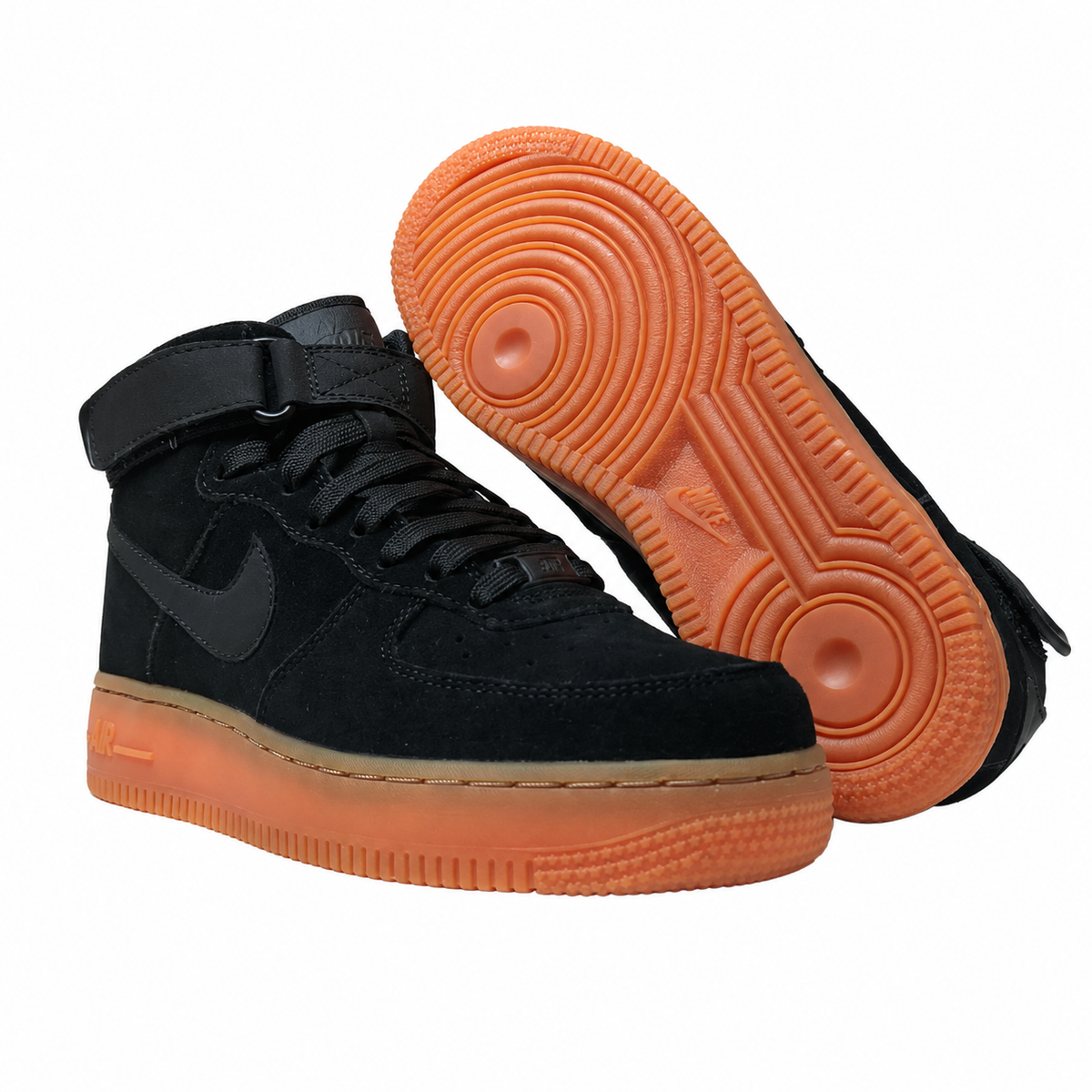 Nike Air Force 1 Mid 07 Suede Black Gum Sole | Men's Mid-Top Sneakers | All-Black Nubuck Leather Casual Shoes | Classic AF1 Gum Bottom Streetwear Shoes