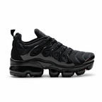 Nike Air VaporMax Plus | Triple Black Mesh + Glossy TPU Overlays + Full-Length VaporMax Cushioning, Men's Futuristic Running & Lifestyle Sneakers, Dark Aesthetic & All-Day Comfort