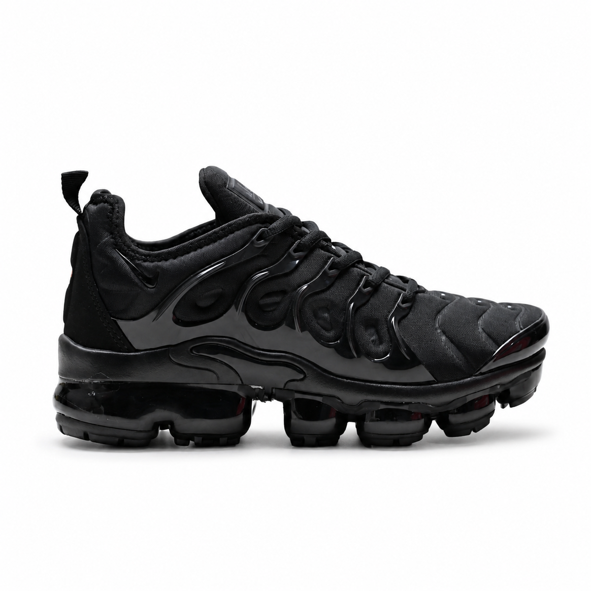 Nike Air VaporMax Plus | Triple Black Mesh + Glossy TPU Overlays + Full-Length VaporMax Cushioning, Men's Futuristic Running & Lifestyle Sneakers, Dark Aesthetic & All-Day Comfort