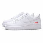 Supreme x Nike Air Force 1 Low "White Red Box Logo" | All-White Leather Low-Top Sneakers | Limited Edition Streetwear Shoes (CU9225-100)