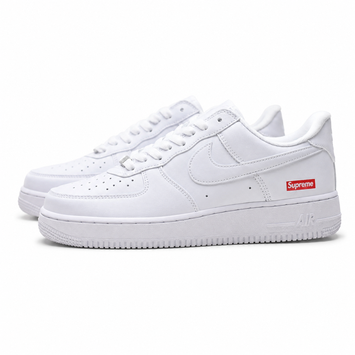 Supreme x Nike Air Force 1 Low "White Red Box Logo" | All-White Leather Low-Top Sneakers | Limited Edition Streetwear Shoes (CU9225-100)