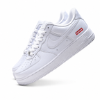 Supreme x Nike Air Force 1 Low "White Red Box Logo" | All-White Leather Low-Top Sneakers | Limited Edition Streetwear Shoes (CU9225-100)