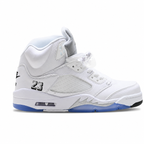 Air Jordan 5 Retro 'Metallic Silver' | White Leather + Silver Reflective Tongue + Icy Blue Outsole, Men's Basketball & Lifestyle Sneakers, Iconic 90s Streetwear & Premium Comfort