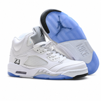 Air Jordan 5 Retro 'Metallic Silver' | White Leather + Silver Reflective Tongue + Icy Blue Outsole, Men's Basketball & Lifestyle Sneakers, Iconic 90s Streetwear & Premium Comfort