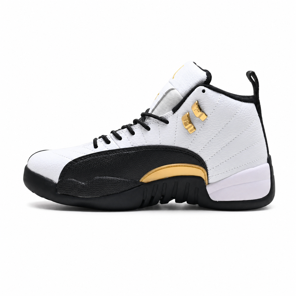 Air Jordan 12 Retro 'Playoffs' | White Tumbled Leather + Black Mudguard + Metallic Gold Accents, Men's Basketball & Lifestyle Sneakers, Iconic High-Top & Premium Durability
