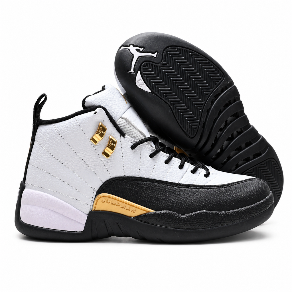 Air Jordan 12 Retro 'Playoffs' | White Tumbled Leather + Black Mudguard + Metallic Gold Accents, Men's Basketball & Lifestyle Sneakers, Iconic High-Top & Premium Durability