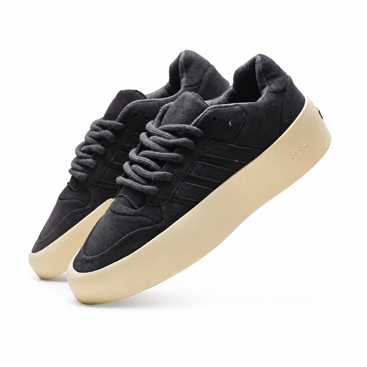 Fear of God x adidas Athletics 86 Lo | Black Suede & Cream Sole | Jerry Lorenzo High-Street Platform Sneakers | Unisex Designer Lifestyle Shoes