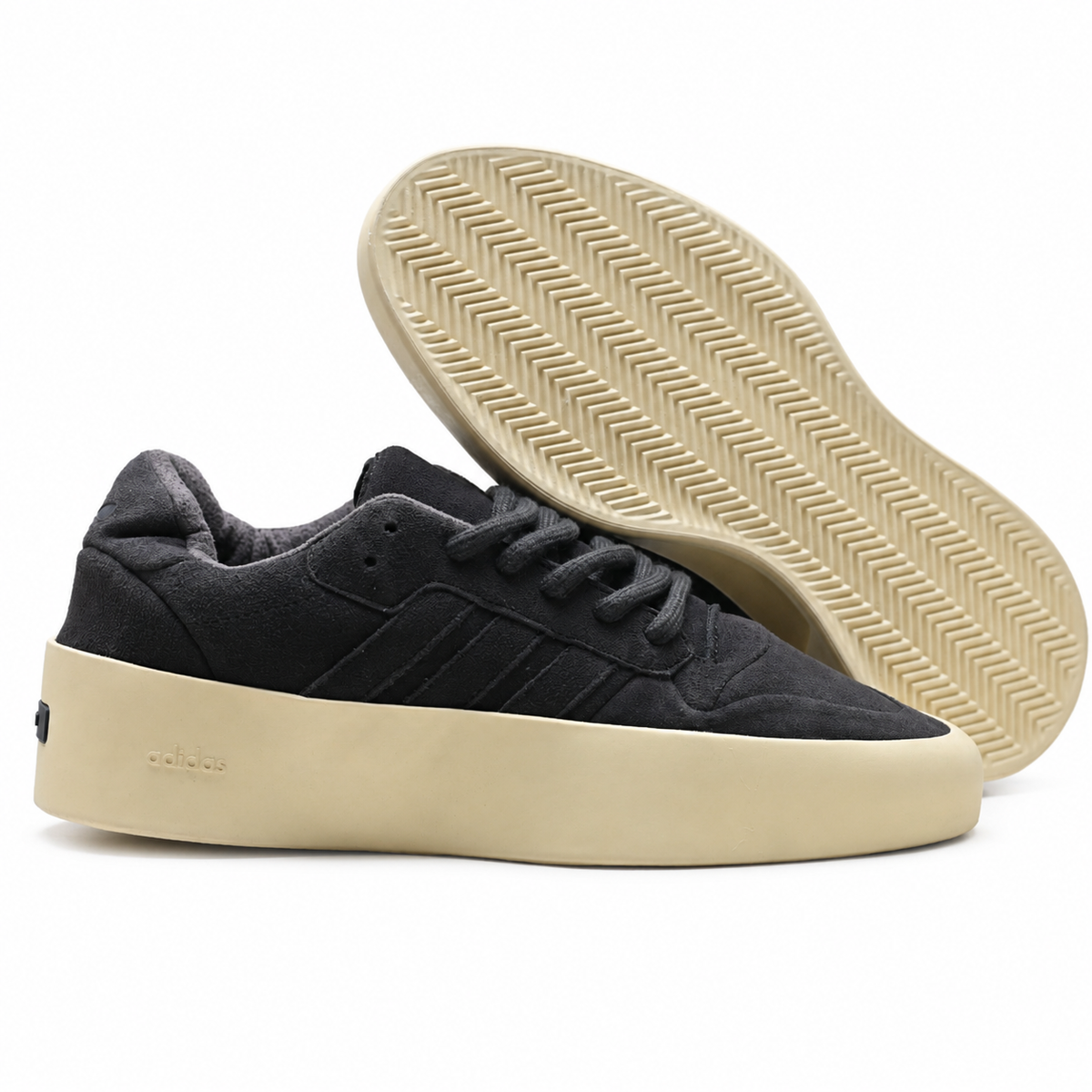 Fear of God x adidas Athletics 86 Lo | Black Suede & Cream Sole | Jerry Lorenzo High-Street Platform Sneakers | Unisex Designer Lifestyle Shoes